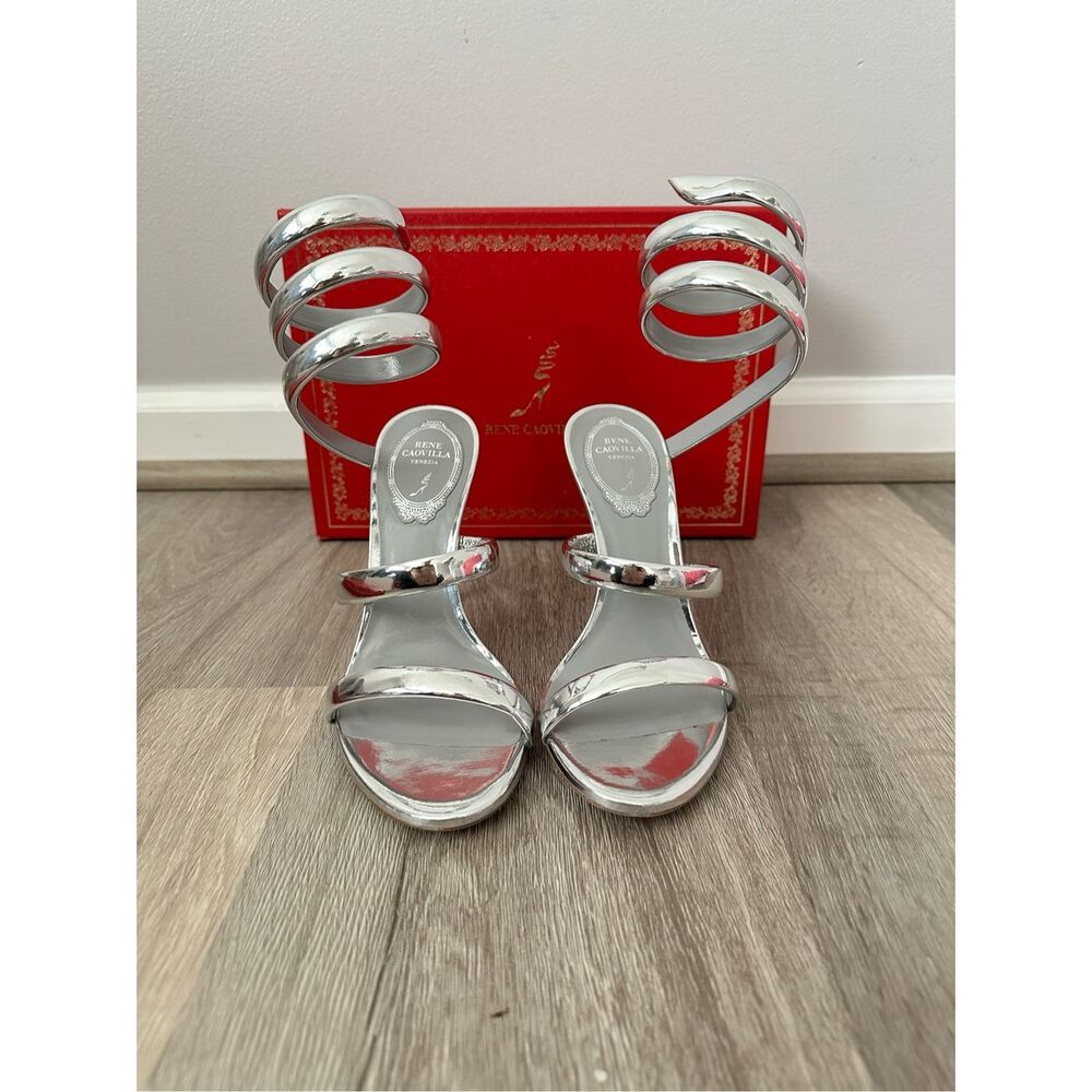RENÉ CAOVILLA CLEO SILVER SANDAL 105 SIZE 36 $1280 - Picture 5 of 14